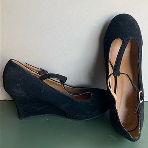 Suede Mary Jane Style Wedges